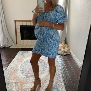 Faithfull ruched puff sleeve mini dress